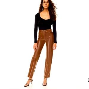 Wilfred by Aritzia The Melina Pant Vegan Leather Patina Brown 0 NWOT